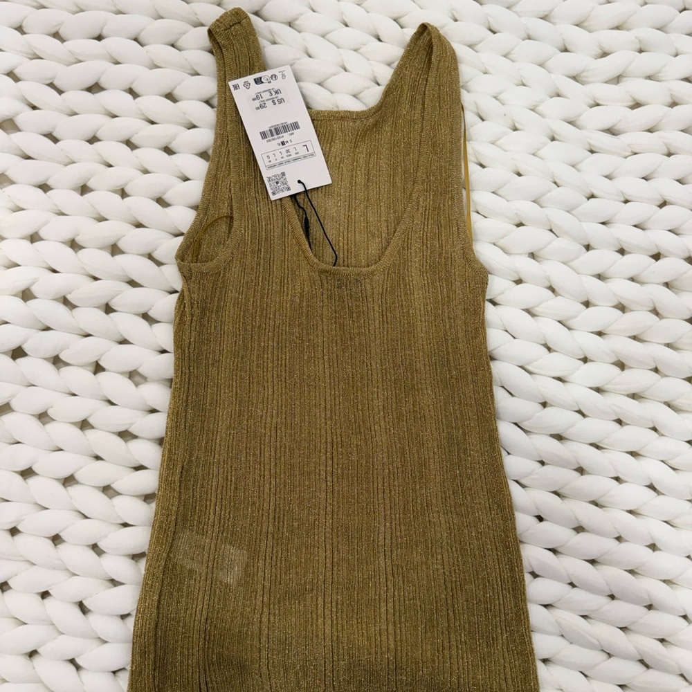 Gold Ribbed Tank Top